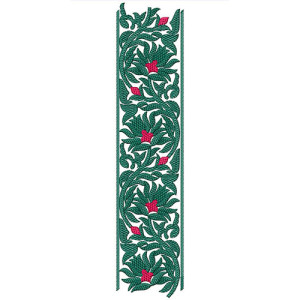 Green Leaf Lace Border With Flower Design 23527