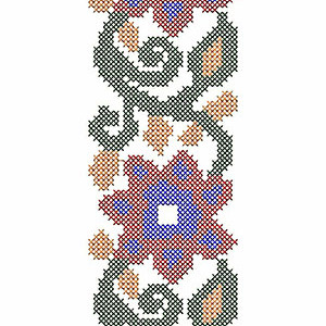 Big Flower Cross Stitch Lace Border Design 23805