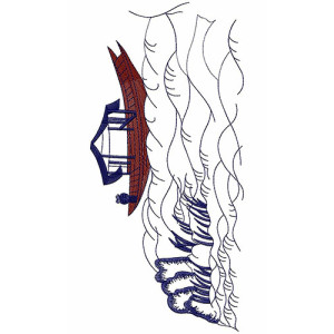 Sea Waves And Boat In Lace Border Design 23950