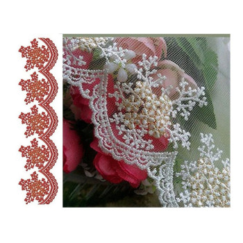 Red Ixora Flower Bunch Lace Border Design 24218