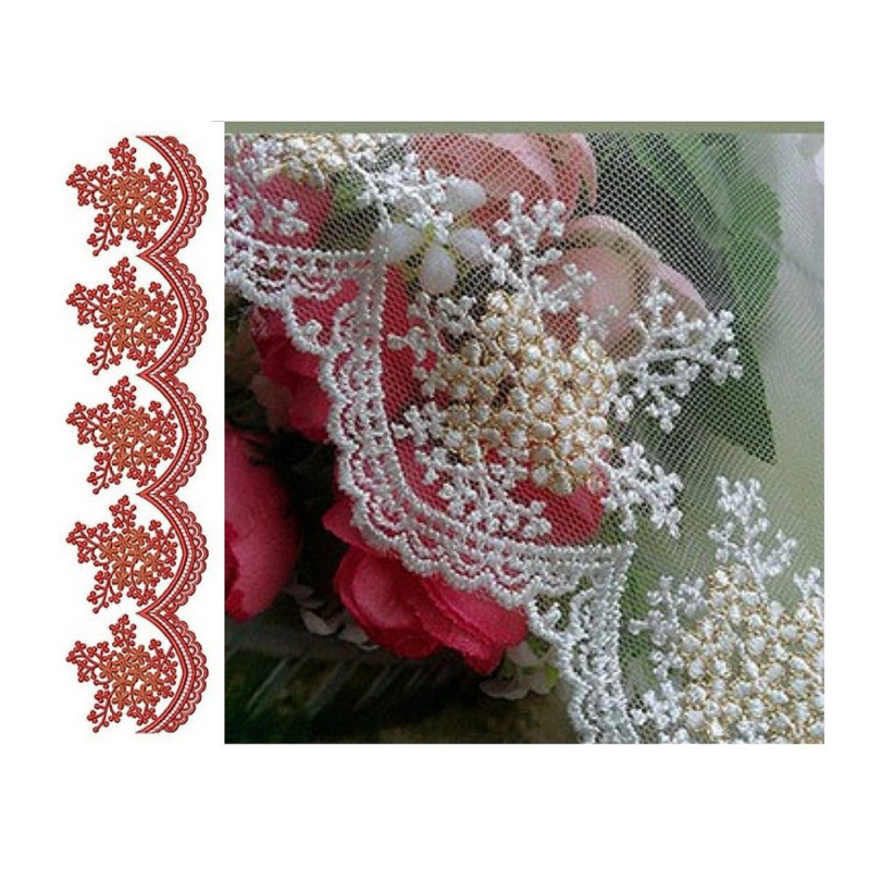 Red Ixora Flower Bunch Lace Border Design 24218