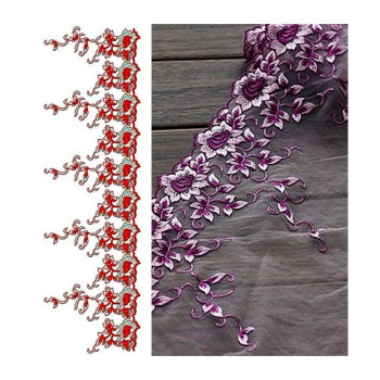 Flowers Vine Design In Lace Embroidery 24226