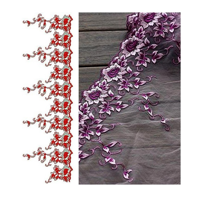 Flowers Vine Design In Lace Embroidery 24226