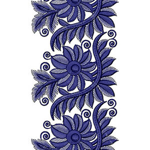 Blue Flora Lace Border In Embroidery 24373