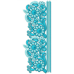 Blue Floral And Spiral Lace Design In Embroidery 24421