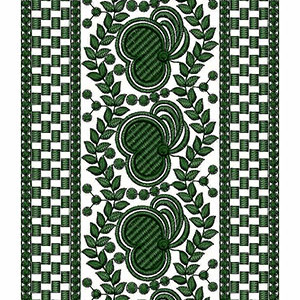 Green Vine With Brick Mosaic Lace Embroidery Design 24557