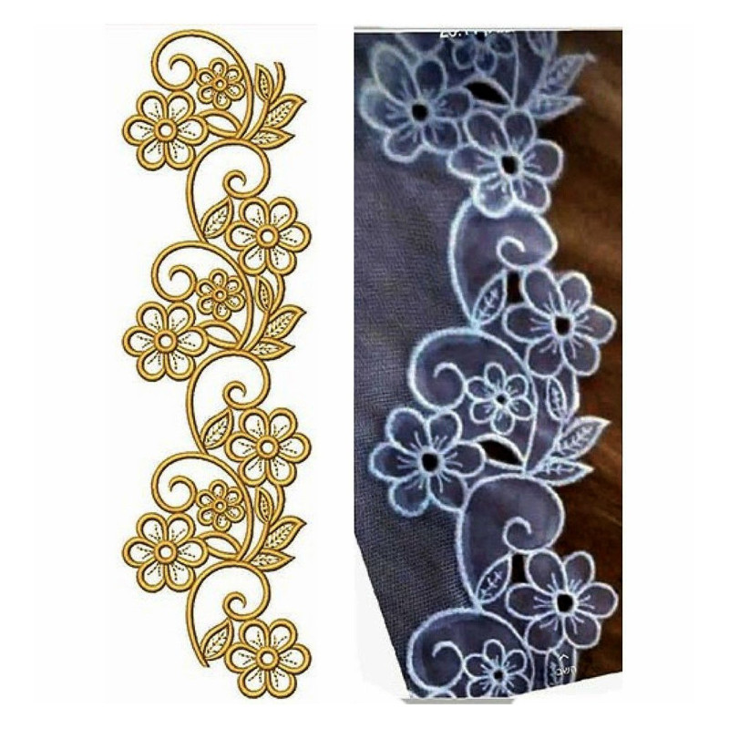 Modestly Ornated Lace Embroidery Design 24584