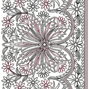 2 Color Aari Work Chain Stitch Lace Embroidery Design 24587