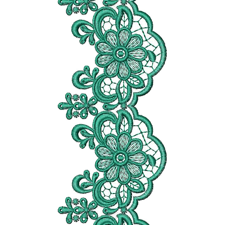 Scarf Cut Work Lace Embroidery Design 25020