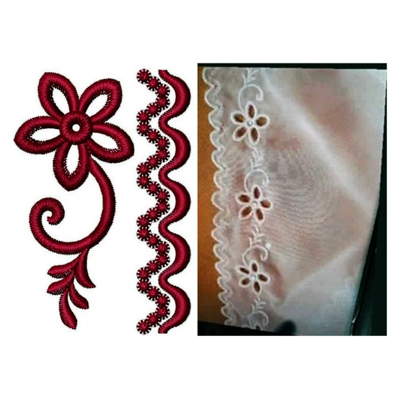 Ivory Galloon Lace Embroidery Design DST 25618