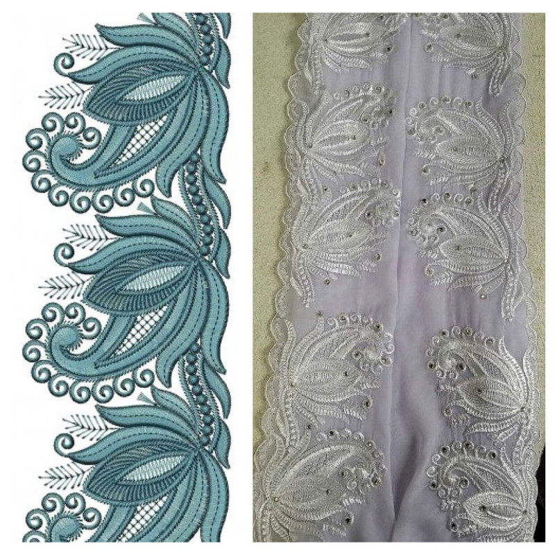 Beautiful Dress Border Embroidery Design 25778