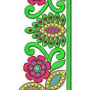 Colorful Designer Brocade Stripe Lace Embroidery Design