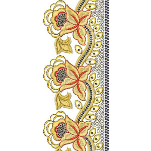 China Rose Floral Lace Border Brocade Design