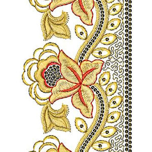 China Rose Floral Lace Border Brocade Design