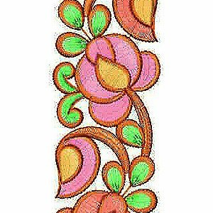 Small Floral Velvet Fabric Embroidery Lace Border Design