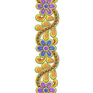 Flora Motif Small Border Brocade Lace Embroidery Design