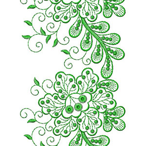Beautiful Green leaf Lace Embroidery Design DST 25610