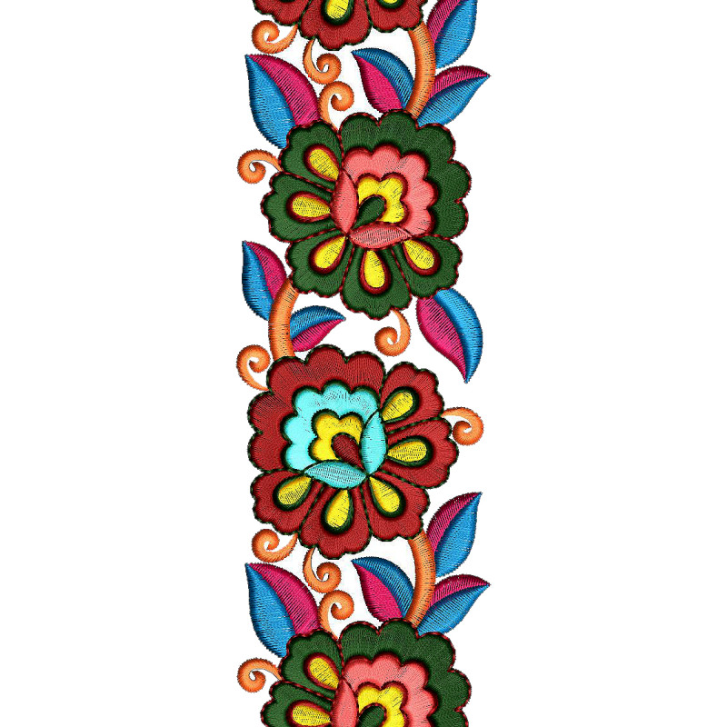 Bold Satin Lace Dress Border Embroidery Design