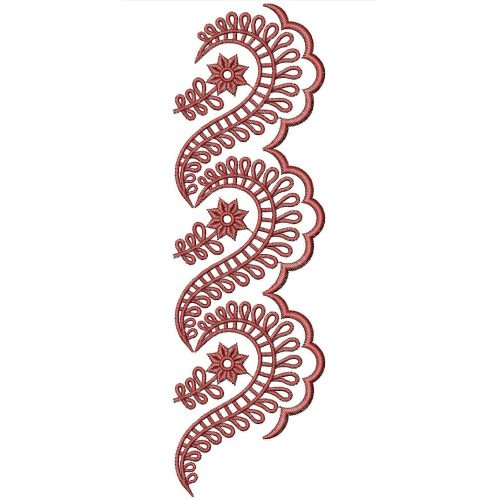 Half Heart Shape Lace Embroidery Designs DST 25603