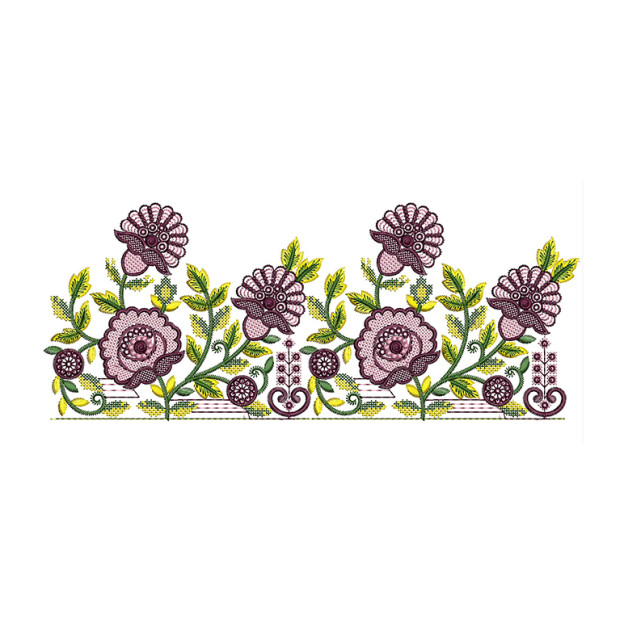 Cross Stitch Floral Border