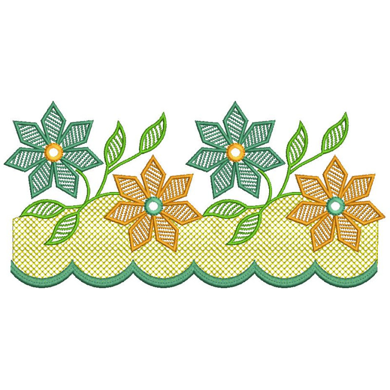 Enchanting Floral Continuous Saree Border Embroidery Design