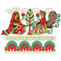 Enchanting Rajasthani Scenes & Peacock Motifs Saree Embroidery Design