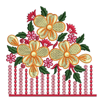 Exquisite Lace Mane Saree Corner Embroidery Design