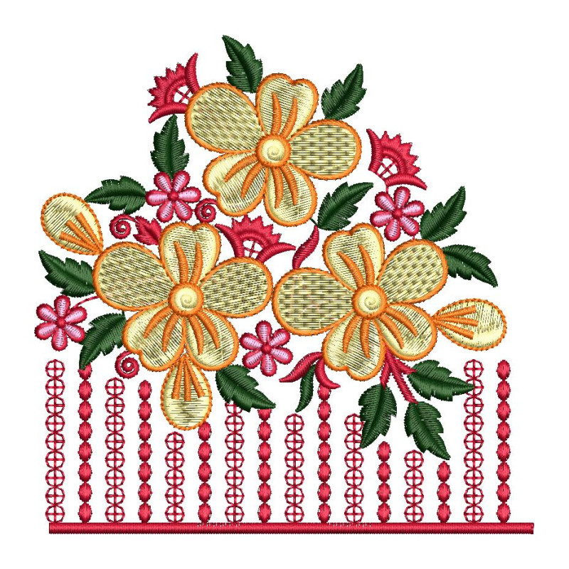 Exquisite Lace Mane Saree Corner Embroidery Design