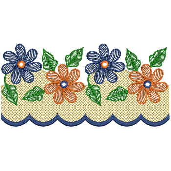 Floral and Leaf Saree & Kurti Embroidery Border Design