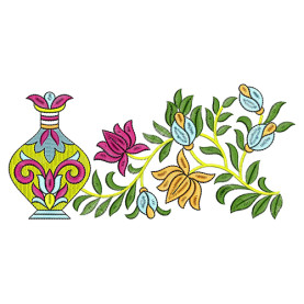 Flower Pot Embroidery Lace For Saree