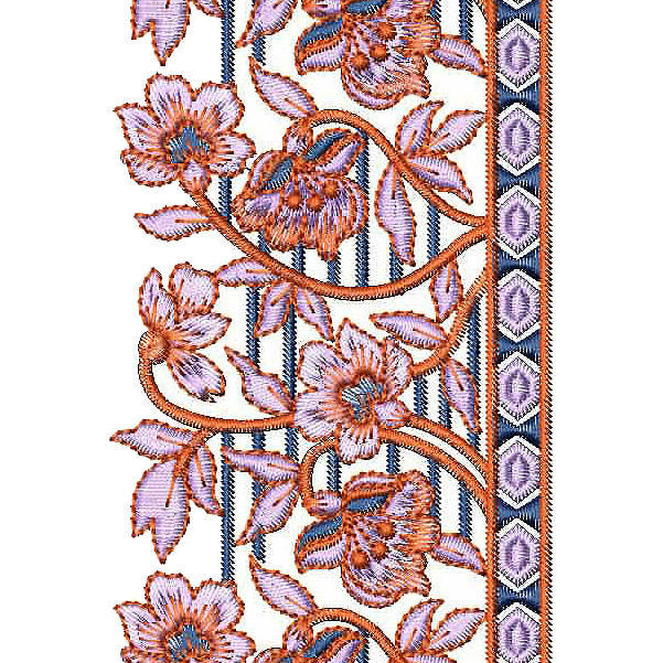 Flower With Geometric Embroidery Design Lace 26160