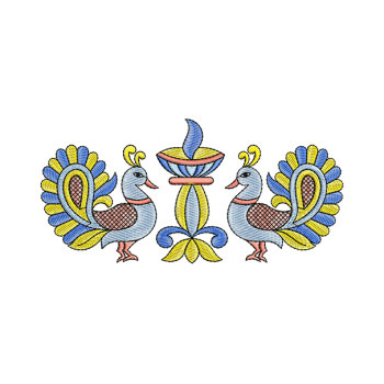 Kalamkari Peacock Embroidery For Saree