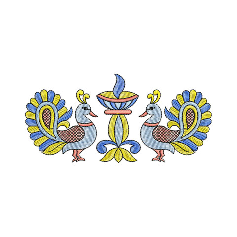 Kalamkari Peacock Embroidery For Saree