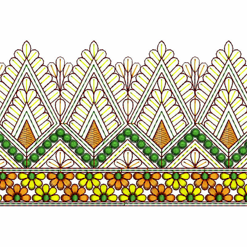 Kashmiri Stitch Border Embroidery