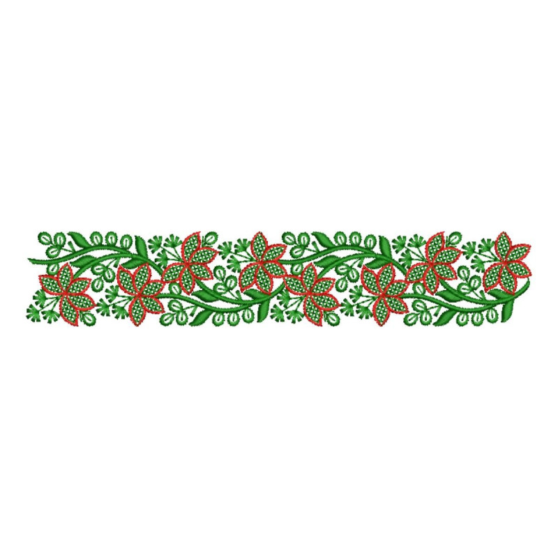 Leaves and Flower Saree Border Embroidery Design