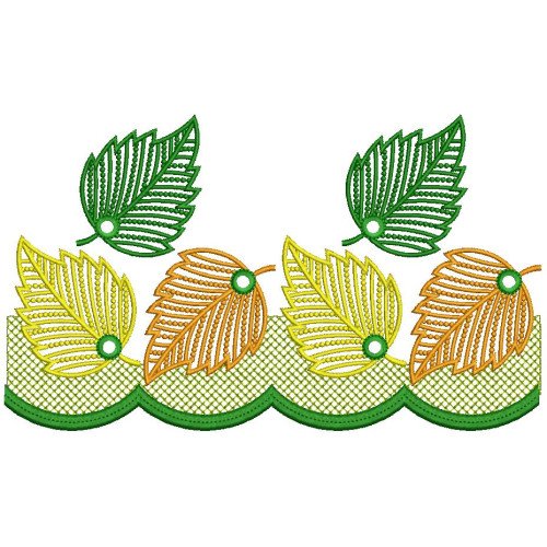 Lush Green Leaf Seamless Saree Border Embroidery Design