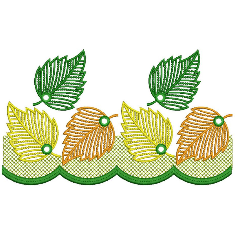 Lush Green Leaf Seamless Saree Border Embroidery Design