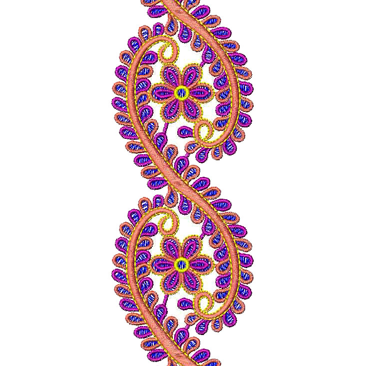 Metal Thread Shirt Lace Embroidery Design 25033