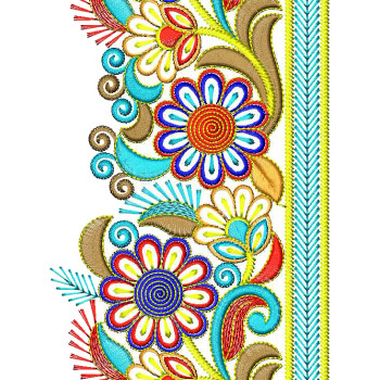 Metal Thread Style Lace Embroidery Design 25030