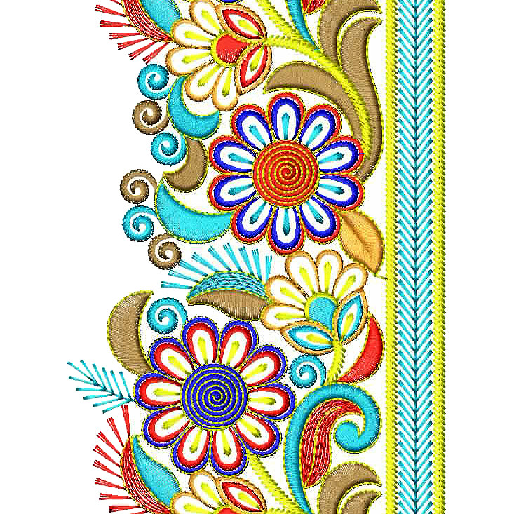 Metal Thread Style Lace Embroidery Design 25030