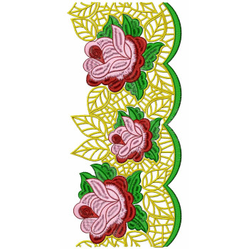 Red Rose Embroidery Lace Design 26126