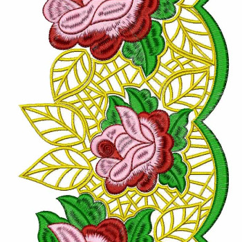 Red Rose Embroidery Lace Design 26126