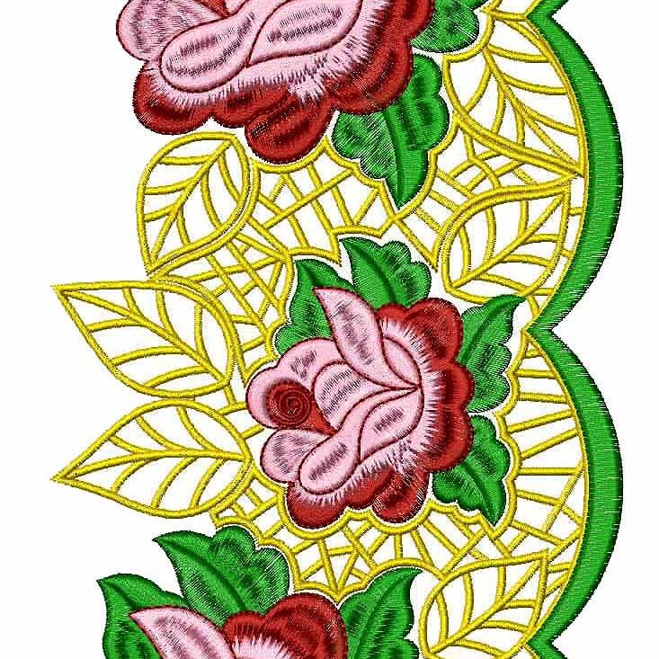 Red Rose Embroidery Lace Design 26126