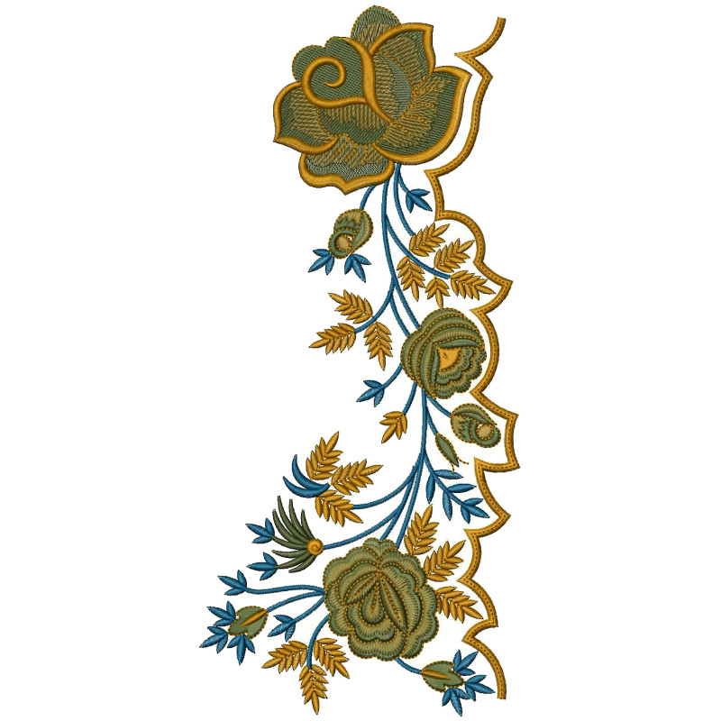 Rose Border With Cut Work Embroidery Design 25099