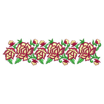 Rose Flower Embroidery Border Design