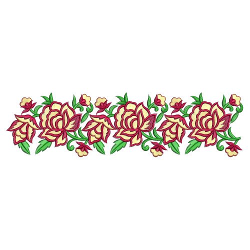 Rose Flower Embroidery Border Design