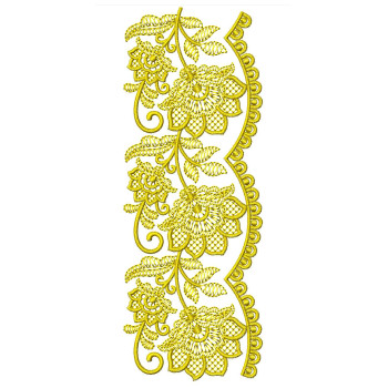 Scarves with Edge Cut Work Lace Embroidery Design 24907