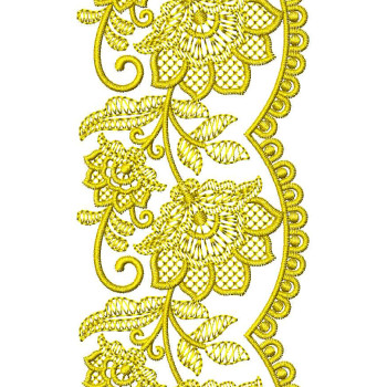 Scarves with Edge Cut Work Lace Embroidery Design 24907