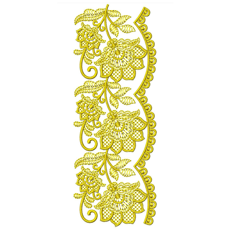 Scarves with Edge Cut Work Lace Embroidery Design 24907