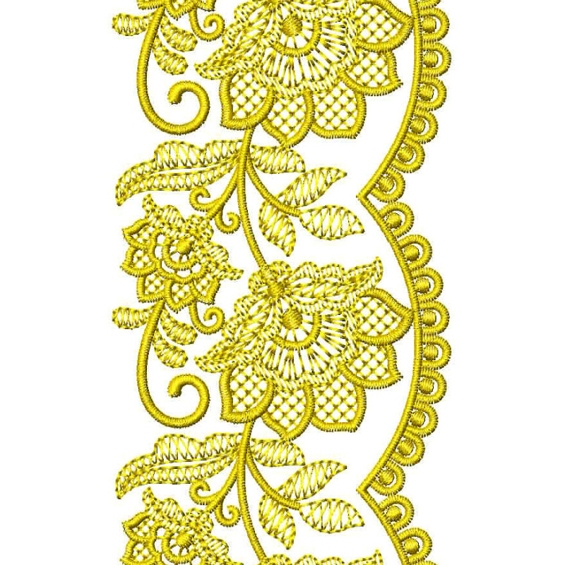 Scarves with Edge Cut Work Lace Embroidery Design 24907